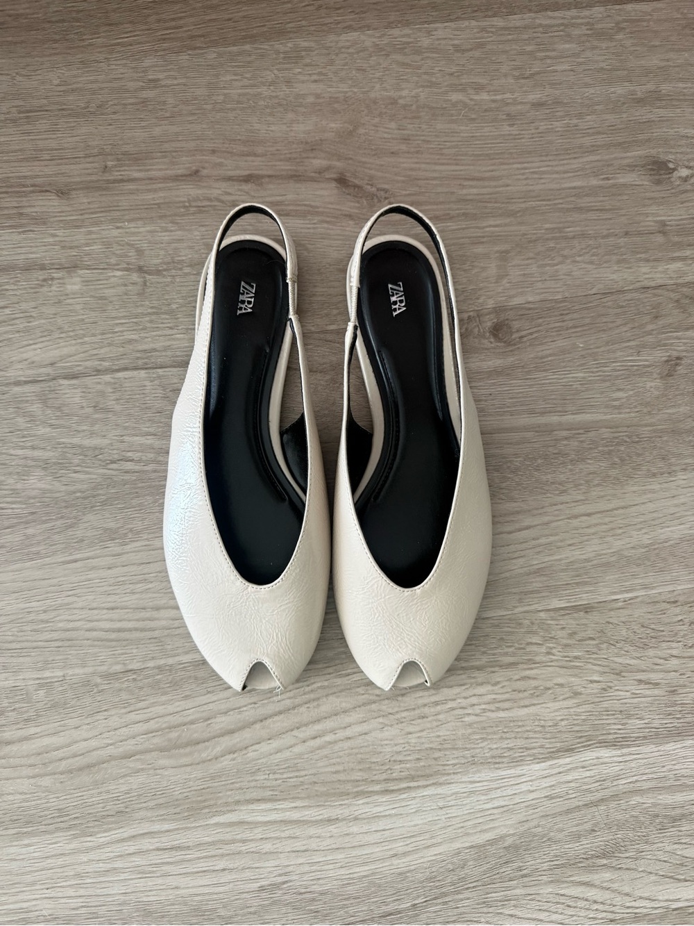Zara Cream Split-Toe Slingback Flats
